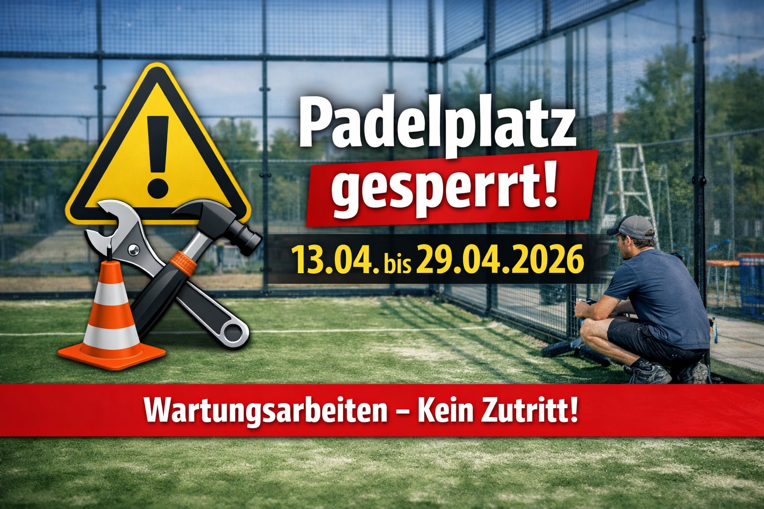 Wartungsarbeiten Padelplatz April 2026