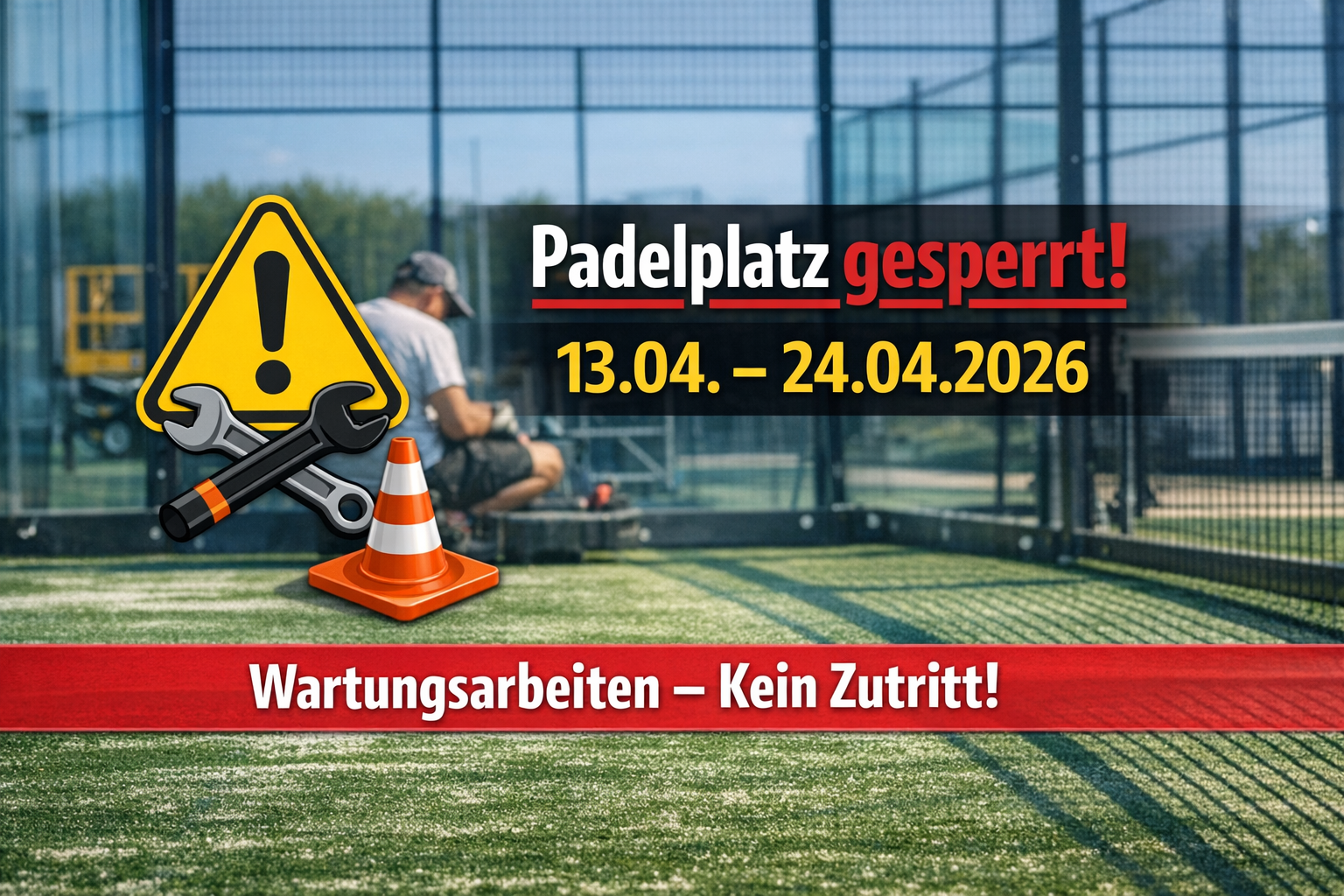 Wartungsarbeiten Padelplatz April 2026